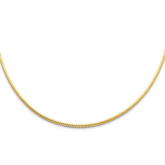 14K Yellow Gold 2mm Sparkle Omega Necklace - 17" - Picture 1 of 3